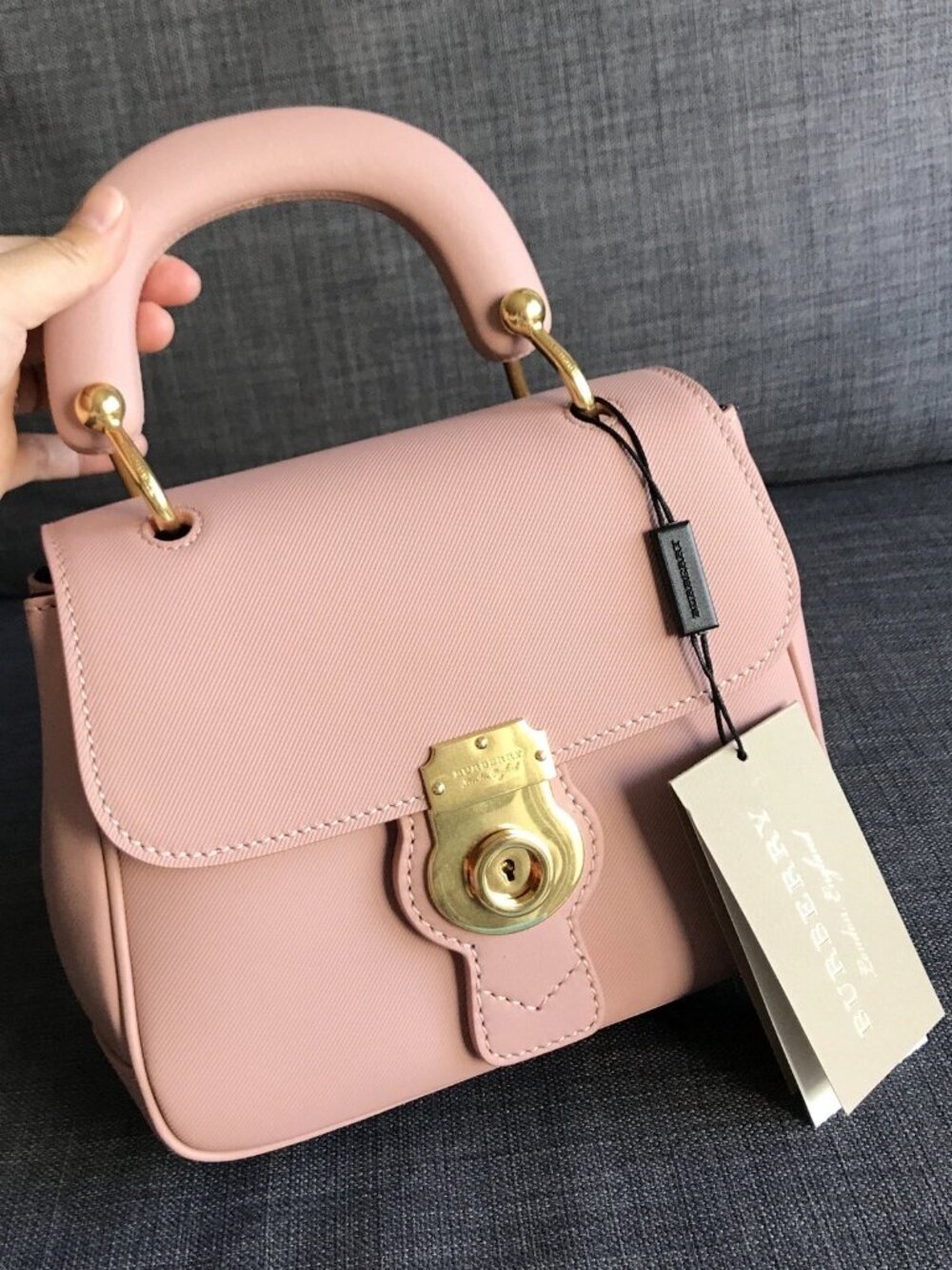 Burberry Dk88 Small Leather CrossBody Bag Ash Rose New w/ Tag